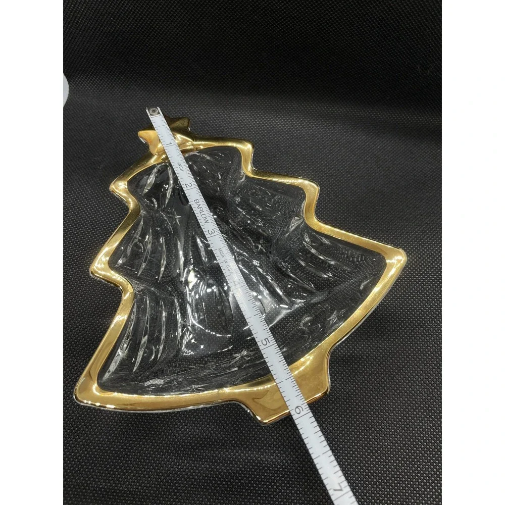 Studio Nova Christmas Tree Shaped Gold Trimmed Glass Candy‎ Dish 6